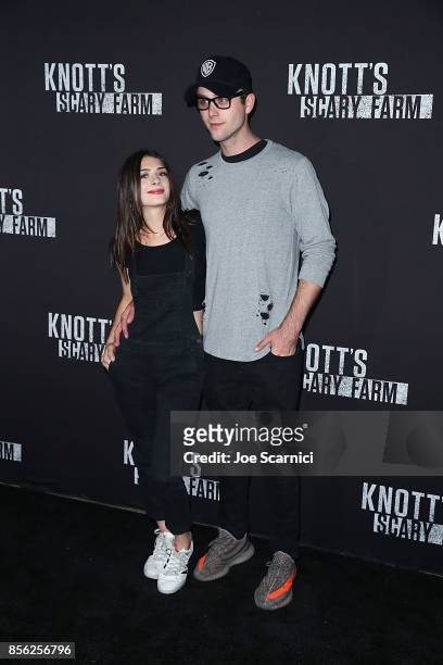 Niki Koss and Sterling Beaumon arrive at Knott's Scary Farm and Instagram's Celebrity Night at Knott's Berry Farm on September 29, 2017 in Buena...