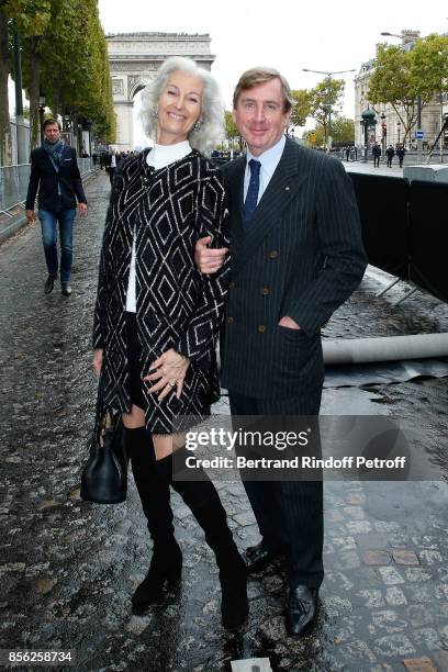 Model Catherine Lowe and Prince Charles-Henri de Lobkowicz attends "Le Defile L'Oreal Paris show" as part of the Paris Fashion Week Womenswear...