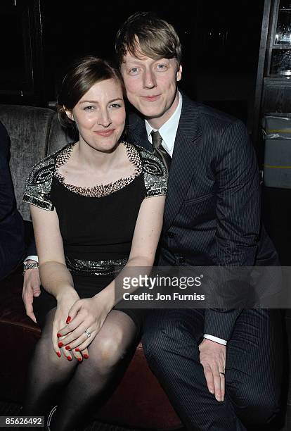 Actress Kelly Macdonald with her husband Dougie Payne attend the "Skellig" VIP Screening after party at Whisky Mist on March 25, 2009 in London,...