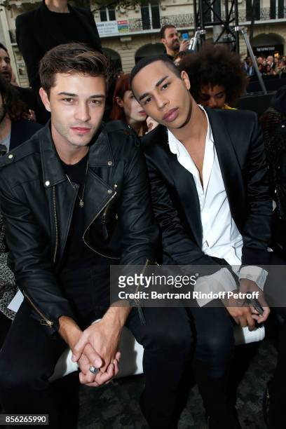 Francisco Lachowski and Olivier Rousteing attend "Le Defile L'Oreal Paris show" as part of the Paris Fashion Week Womenswear Spring/Summer 2018 on...