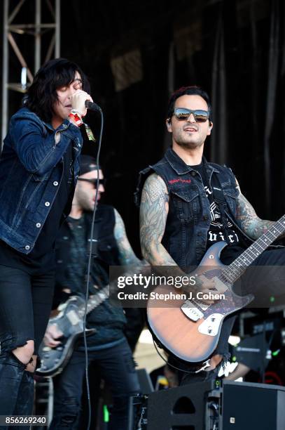 Kellin Quinn and Justin Hills of Sleeping With Sirens performs at Champions Park on September 30, 2017 in Louisville, Kentucky.