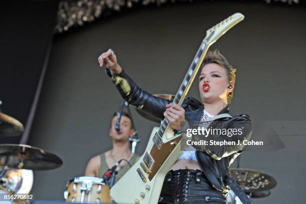 Arejay Hale and Lzzy Hale of Halestorm performs at Champions Park on September 30, 2017 in Louisville, Kentucky.