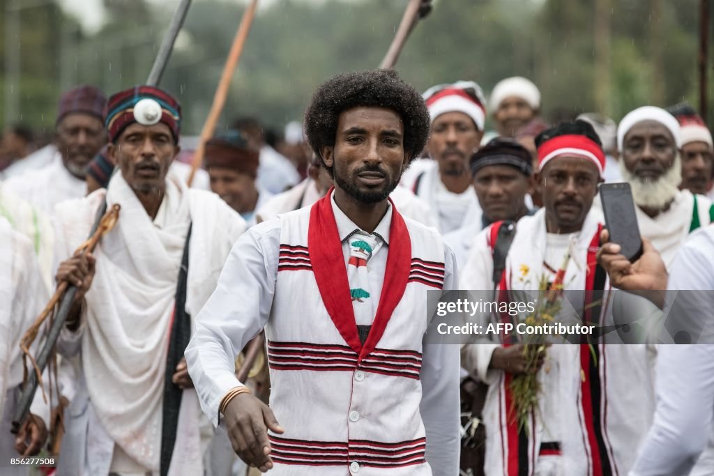 Ireecha People march during Irreecha, the annual Oromo festival to celebrate ...