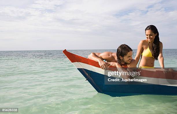 couple on boat - cartagena de indias stock pictures, royalty-free photos & images