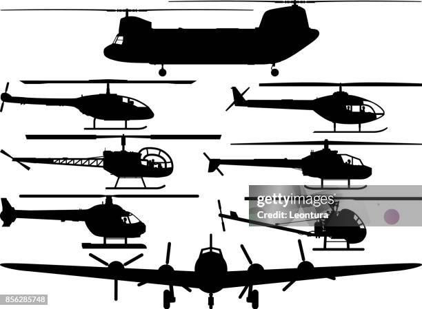 helicopters - chinook dog stock illustrations