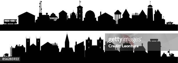 town (all buildings are complete and moveable) - town silhouette stock illustrations