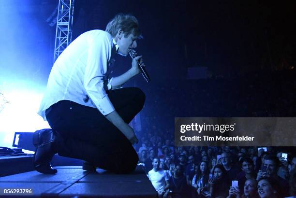 Britt Daniel of Spoon performs in support of the band's "Hot Thoughts" release at The Greek Theatre on September 30, 2017 in Berkeley, California.