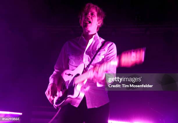 Britt Daniel of Spoon performs in support of the band's "Hot Thoughts" release at The Greek Theatre on September 30, 2017 in Berkeley, California.