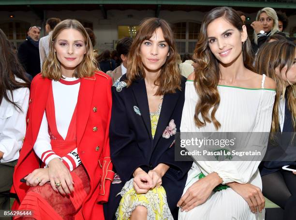 Olivia Palermo, Alexa Chung and Izabel Goulart attend the Valentino show as part of the Paris Fashion Week Womenswear Spring/Summer 2018 on October...