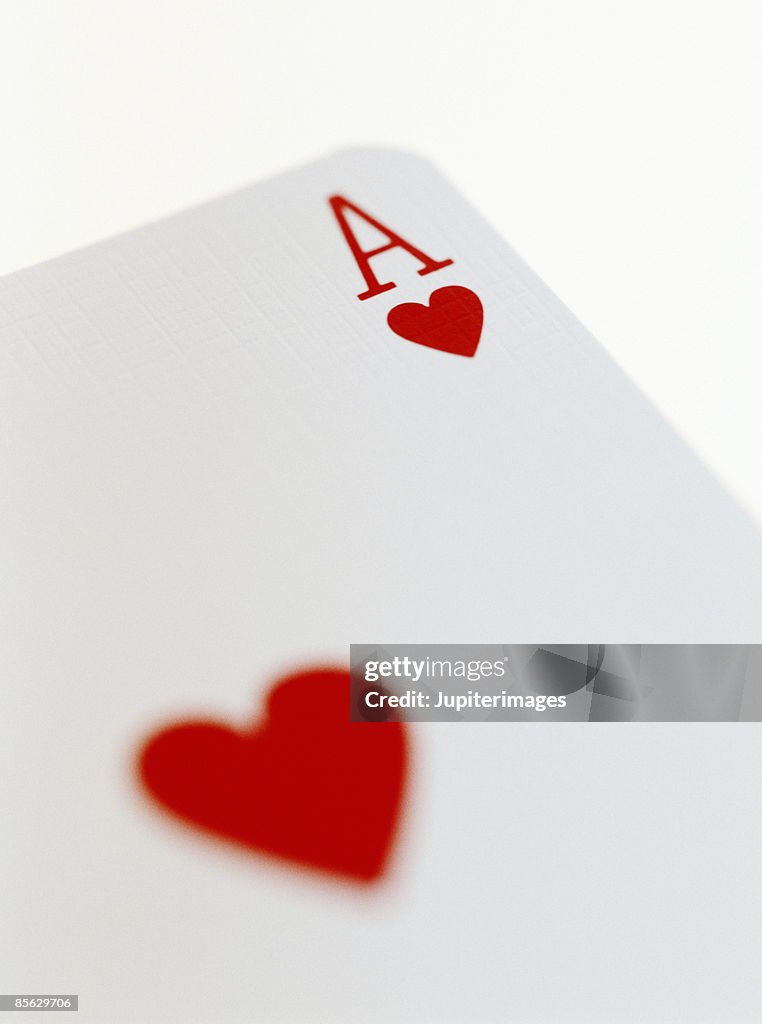 Close-up of Ace of Hearts Playing Card