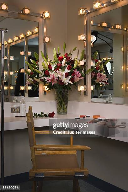 flowers in dressing room - theatre dressing room stock pictures, royalty-free photos & images