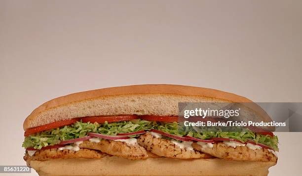 chicken sub sandwich - submarine sandwich imagens e fotografias de stock