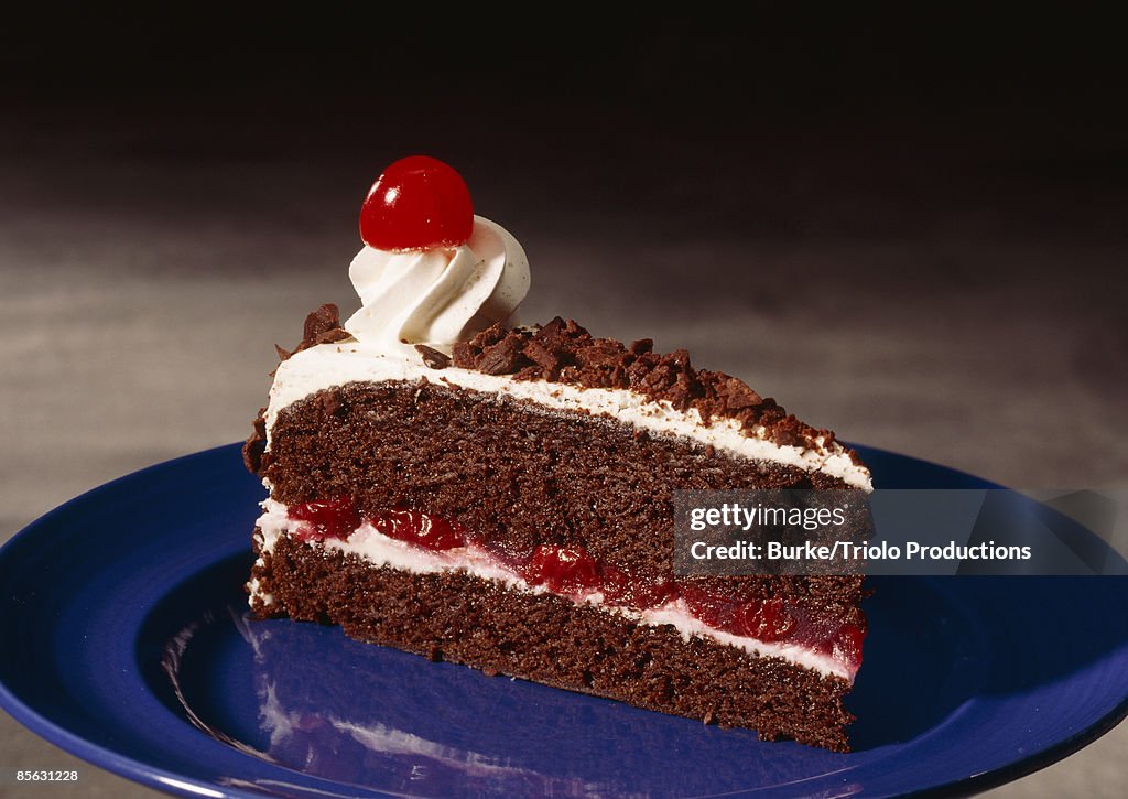 Black forest cake with cherry on top