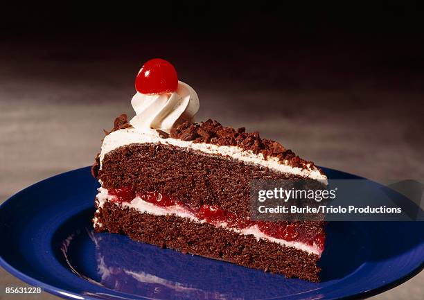 black forest cake with cherry on top - cherry on the cake stock pictures, royalty-free photos & images