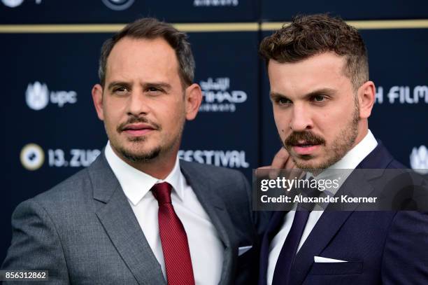 Moritz Bleibtreu and Edin Hasanovic attend the 'Nur Gott kann mich richten' photocall during the 13th Zurich Film Festival on October 1, 2017 in...