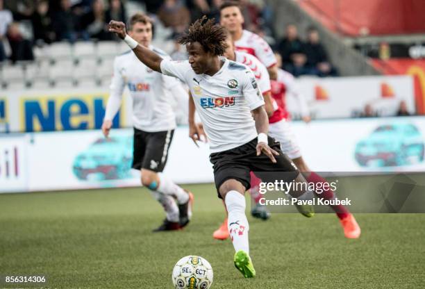 Kennedy Igboananike of Orebro SK during the Allsvenskan match between Orebro SK and Kalmar FF at Behrn Arena on October 1, 2017 in Orebro, Sweden.