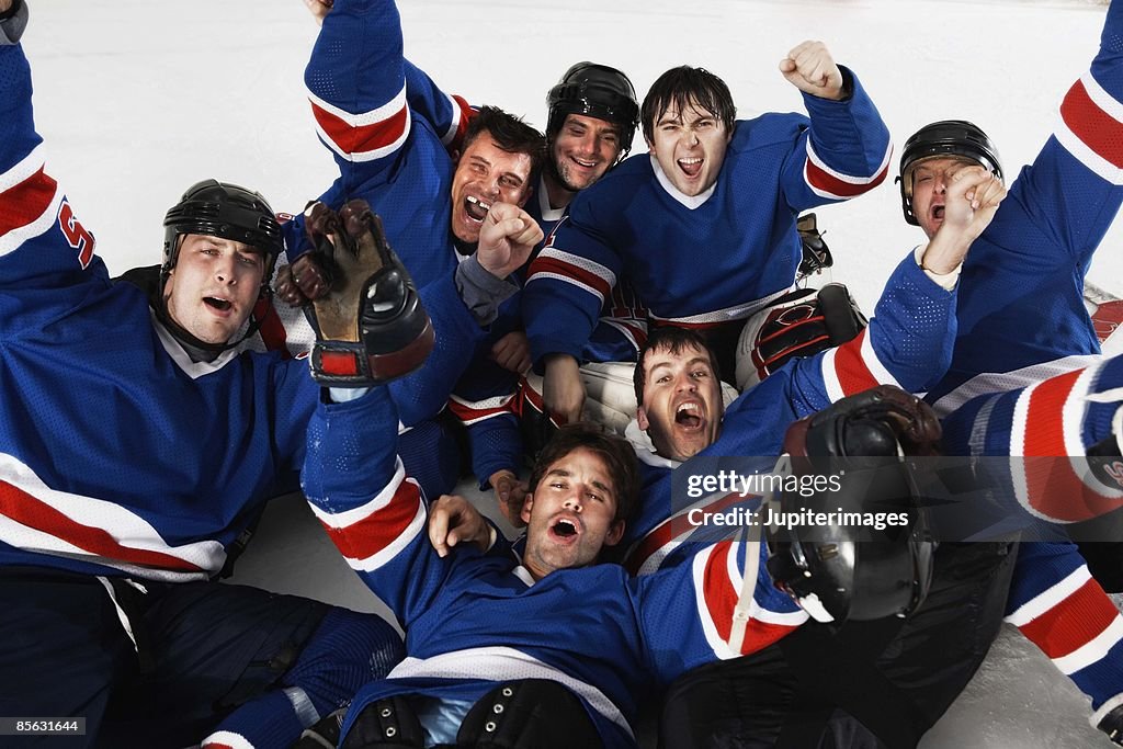 Hockey players celebrating