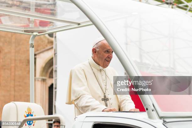 Pope Francis visit in San Domenico Square, Bologna, Italy, 1st October 2017.