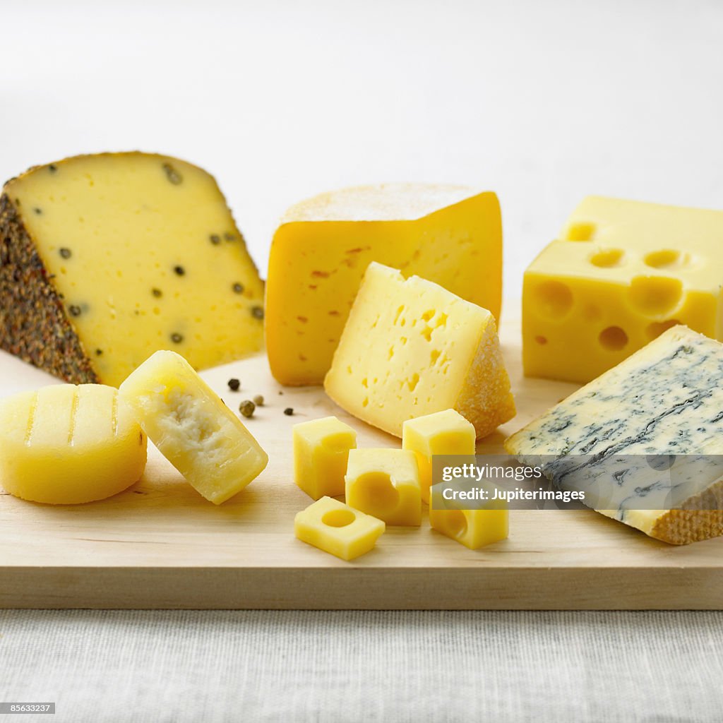 A variety of cheeses