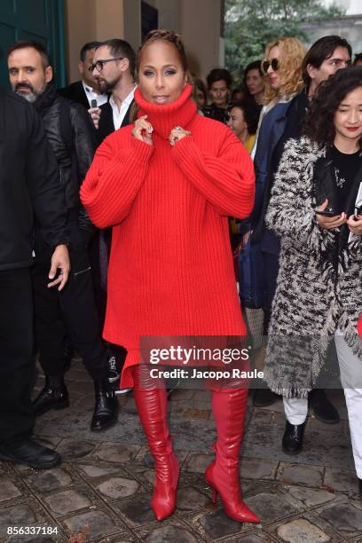 Marjorie Harvey is seen arriving at Valentino show as part of the Paris Fashion Week Womenswear Spring/Summer 2018 on October 1, 2017 in Paris,...