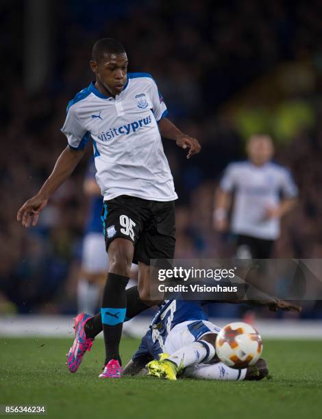 Alef of Apollon Limassol in action during the UEFA Europa League group E match between Everton FC and Apollon Limassol at Goodison Park on September...