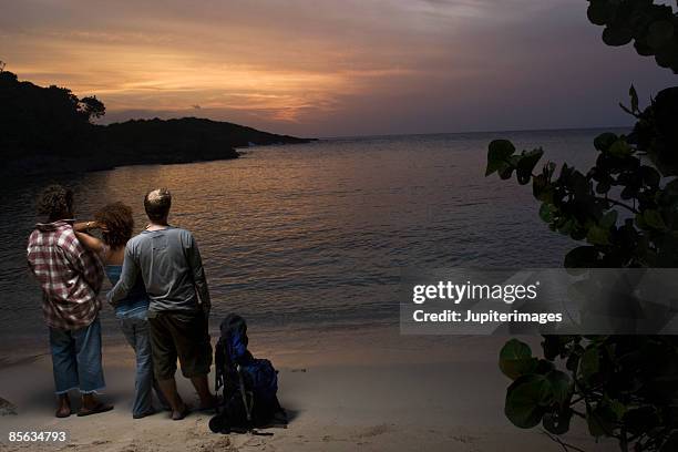 friends on beach at sunset - jamaican ethnicity ストックフォトと画像