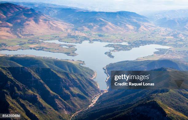 pineview dam and huntsville, utah from the air - ogden utah stock pictures, royalty-free photos & images