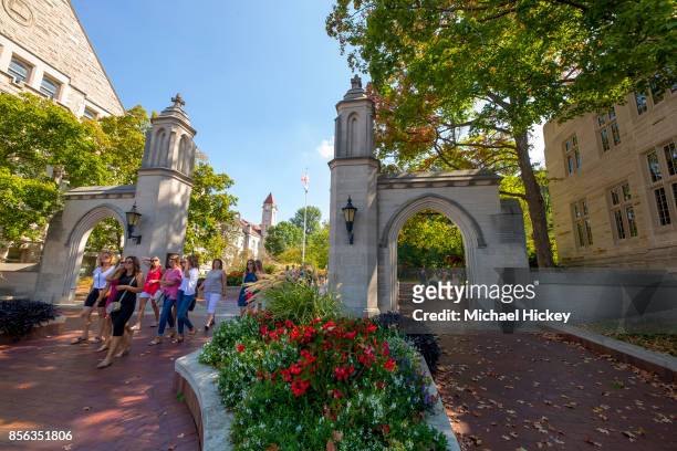 General view of Sample Gates on the campus of Indiana University are seen before the game against the Georgia Southern Eagles at Memorial Stadium on...