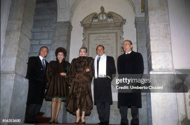 Milan, November 15 Silvio Berlusconi marriage to Veronica Lario , at Palazzo Marino, Milan city hall, Groomsmen Gianni Letta, Fedele Confalonieri and...