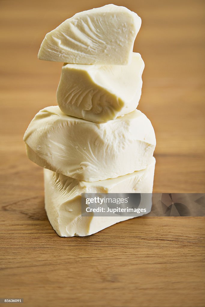 Stack of white chocolate chunks