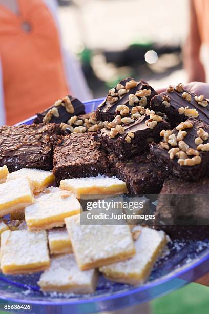 lemon bars and brownies - lemon bars stock pictures, royalty-free photos & images