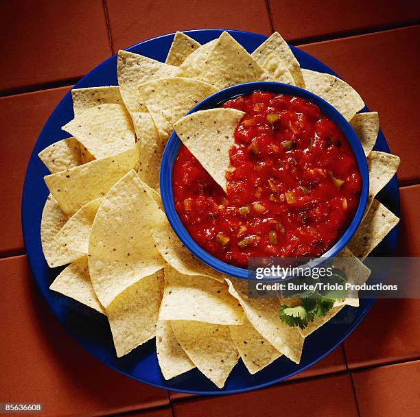 chips and salsa - tortilla chip stock-fotos und bilder