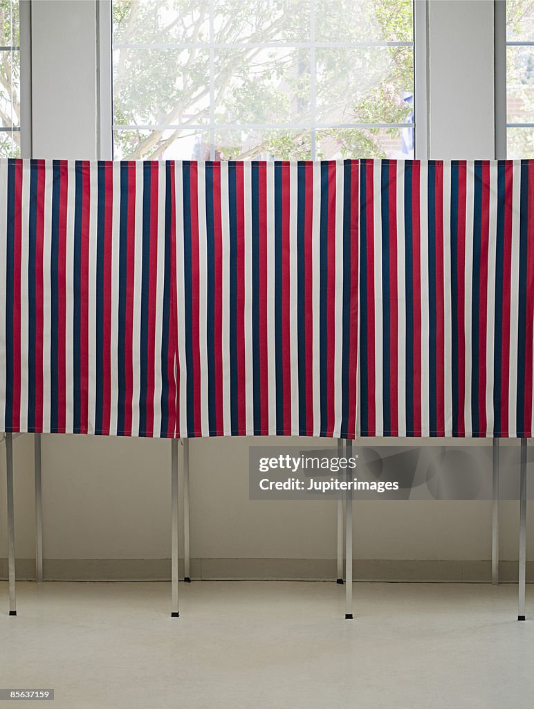 Striped voting booths