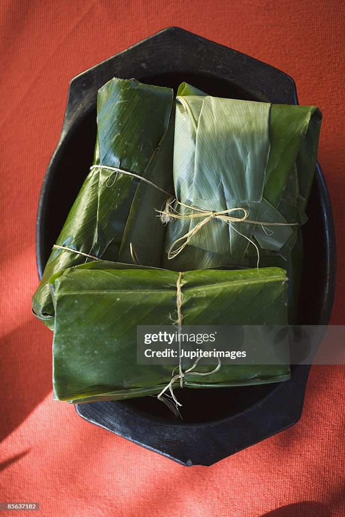 Banana leaf wrapped tamales