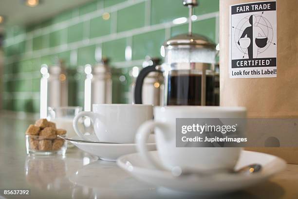 coffee cups on kitchen counter - sugar canister stock pictures, royalty-free photos & images