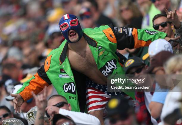 Race fan looks on during the Monster Energy NASCAR Cup Series Apache Warrior 400 presented by Lucas Oil at Dover International Speedway on October 1,...