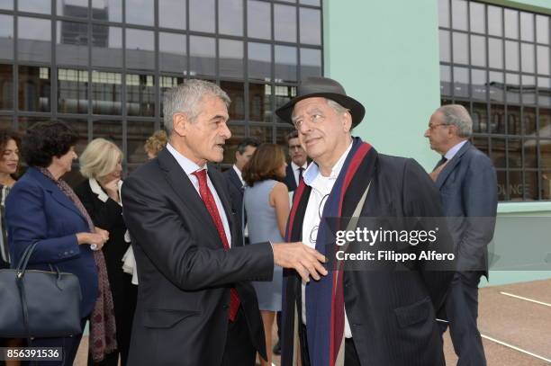 Sergio Chiamparino president of the Piedmont Region togheter with South African artist William Kentridge during the OGR Institutional Night on...