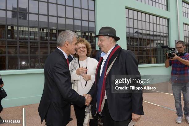 Sergio Chiamparino president of the Piedmont Region togheter with South African artist William Kentridge and Carolyn Christov-Bakargievan American...