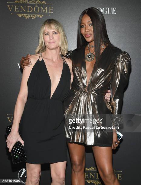 Robin Wright and Naomi Campbell attend the Vogue Party as part of the Paris Fashion Week Womenswear Spring/Summer 2018 at Le Petit Palais on October...