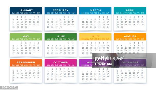 illustrazioni stock, clip art, cartoni animati e icone di tendenza di mesi di calendario 2018 - 2018 calendar