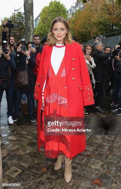 Model/actress, Olivia Palermo, attends the Valentino show as part of the Paris Fashion Week Womenswear Spring/Summer 2018 on October 1, 2017 in...