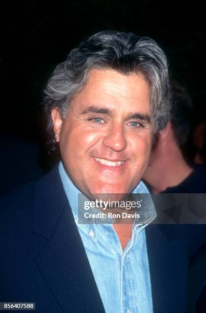 Actor and Tonight Show host Jay Leno poses for a portrait before the ATP Infiniti Open tennis event on July 31, 1995 at the UCLA Tennis Center in...