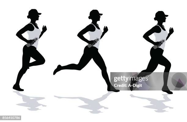 jogging exercise - woman running stock illustrations