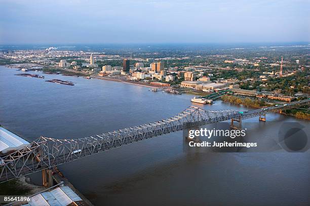aerial view of river in baton rouge, louisiana - louisiana stock pictures, royalty-free photos & images