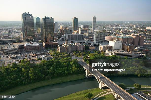aerial view of downtown fort worth, texas - fort worth fotografías e imágenes de stock