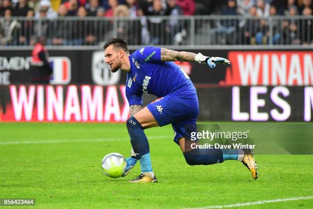 Alexandre Letellier of Angers during the Ligue 1 match between Angers SCO and Olympique Lyonnais at Stade Raymond Kopa on October 1, 2017 in Angers,...