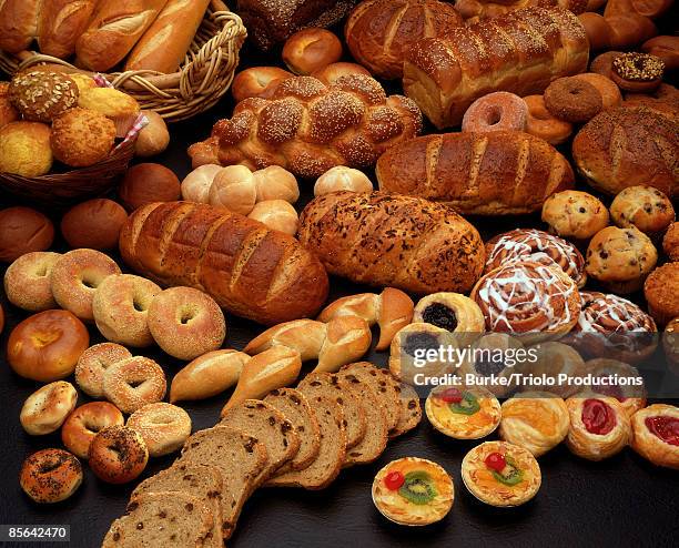 variety of assorted baked goods - pão imagens e fotografias de stock