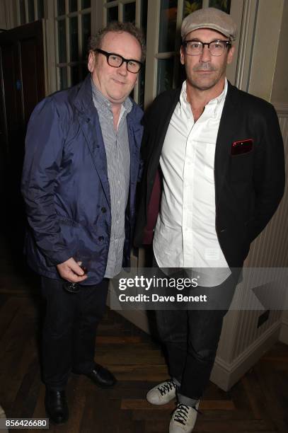 Colm Meaney and Jon Hamm attend a Grand Classics screening of Saturday Night Fever hosted by Sienna Miller, in association with THE OUTNET, at The...