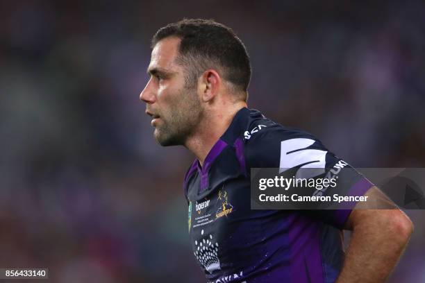 Cameron Smith of the Storm looks on during the 2017 NRL Grand Final match between the Melbourne Storm and the North Queensland Cowboys at ANZ Stadium...