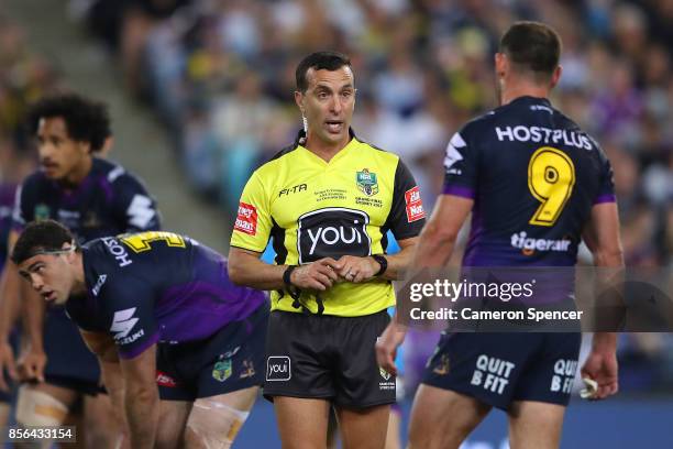 Referee Matt Cecchin during the 2017 NRL Grand Final match between the Melbourne Storm and the North Queensland Cowboys at ANZ Stadium on October 1,...